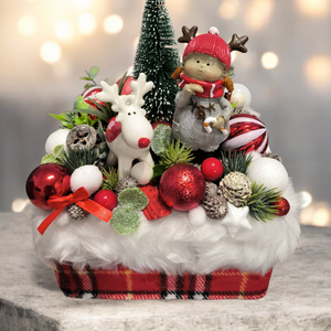 Karácsonyi asztaldísz skót kockás mintás  - Meska.hu