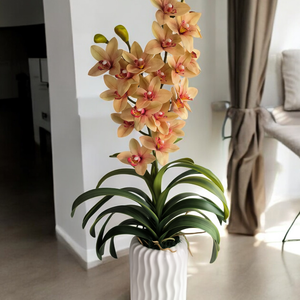 Cymbidium orchidea dekoráció  - otthon & életmód - virágdekoráció - virágdíszek - virágdísz kaspóban - Meska.hu