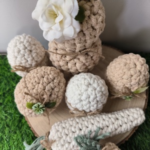 Horgolt húsvéti szett - ünnepi díszek, dekorációk - húsvéti díszek és dekorációk - húsvéti asztaldíszek - Meska.hu