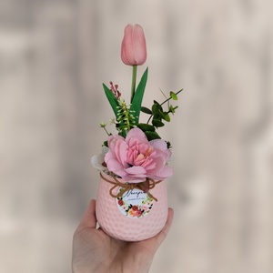 Nőnapi tulipános ajándék, Otthon & Életmód, Dekoráció, Asztal és polc dekoráció, Asztaldísz, Virágkötés, MESKA