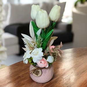 Tulipános tavaszi asztaldísz, Otthon & Életmód, Virágdekoráció, Virágdíszek, Asztali virágdísz, Virágkötés, MESKA