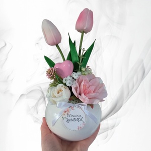 Tulipános nőnapi ajándék - otthon & életmód - virágdekoráció - virágdíszek - asztali virágdísz - Meska.hu