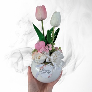 Tulipános nőnapi ajándék, Otthon & Életmód, Virágdekoráció, Virágdíszek, Asztali virágdísz, Virágkötés, MESKA