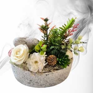 Kegyeleti sírdísz ovális kő kaspóban - otthon & életmód - vallás - temetkezési tárgy - sírdísz, kegyeleti dísz - Meska.hu