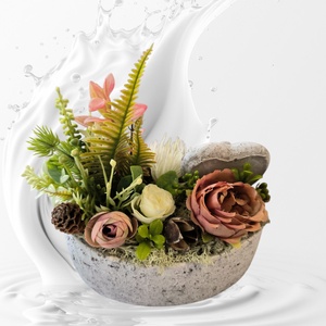 Kegyeleti sírdísz ovális kő kaspóban - otthon & életmód - vallás - temetkezési tárgy - sírdísz, kegyeleti dísz - Meska.hu