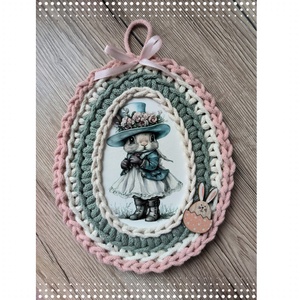 Horgolt húsvéti tojás alakú akasztós dísz , Ünnepi díszek, dekorációk, Húsvéti díszek és dekorációk, Húsvéti ajtódísz, kopogtató, Horgolás, MESKA