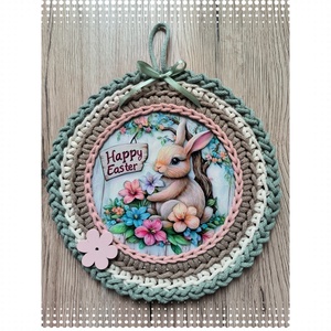 Horgolt húsvéti nyuszis akasztós dísz  - Meska.hu