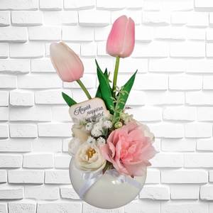 Tulipános asztaldísz Anyák napjára  - Meska.hu