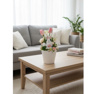 Húsvéti asztaldísz mosolygós nyuszival , Ünnepi díszek, dekorációk, Húsvéti díszek és dekorációk, Húsvéti asztaldíszek, Virágkötés, MESKA