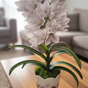 Csónakorchidea dekoráció, Otthon & Életmód, Virágdekoráció, Virágdíszek, Virágdísz kaspóban, Virágkötés, MESKA