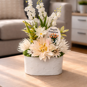 Gyöngyvirágos asztaldísz Anyák napjára , , Virágkötés, MESKA