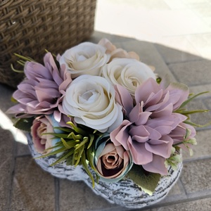 Kegyeleti sírdísz szív alakú kő kaspóban - otthon & életmód - vallás - temetkezési tárgy - sírdísz, kegyeleti dísz - Meska.hu