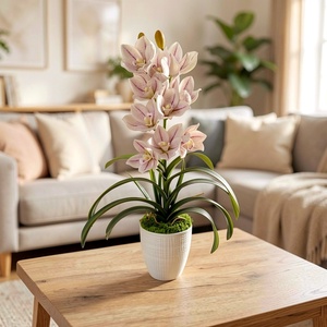 Cymbidium csónakorchidea dekoráció kerámia kaspóban  - Meska.hu