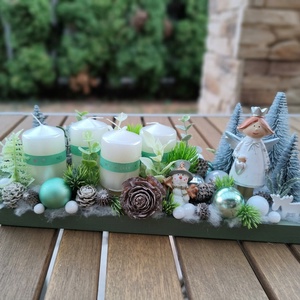 Adventi asztali dekoráció - angyalka téli világa  - karácsony - adventi díszek - adventi asztaldísz - Meska.hu