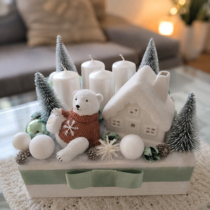 Téli csodaország adventi asztaldísz - Meska.hu