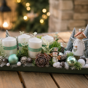 Adventi asztali dekoráció - angyalka téli világa  - Meska.hu