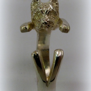 Ezüst/14K-os arany Westie gyűrű - ékszer - gyűrű - figurális gyűrű - Meska.hu