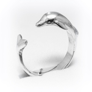 Ezüst delfin gyűrű, Ékszer, Gyűrű, Figurális gyűrű, Ékszerkészítés, Ötvös, MESKA