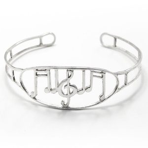 Ezüst zenés, hangjegyes merev karkötő - ékszer - karkötő - karperec - Meska.hu