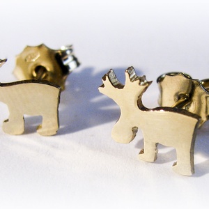 Arany rénszarvas füli, Ékszer, Fülbevaló, Pötty fülbevaló, Ékszerkészítés, Ötvös, MESKA