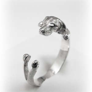 Ezüst/14K-os arany vizsla gyűrű - ékszer - gyűrű - figurális gyűrű - Meska.hu