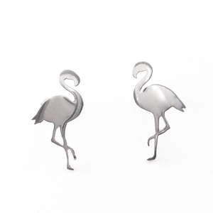 Ezüst flamingó fülbevaló, Ékszer, Nyaklánc, Medál, Ékszerkészítés, Ötvös, MESKA
