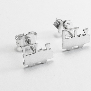 Ezüst vonatos fülbevaló /  füli , Ékszer, Fülbevaló, Pötty fülbevaló, Ékszerkészítés, Ötvös, MESKA