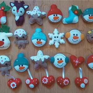 Karácsonyi díszek - csizma, hóember és mézeskalács figura - karácsony - karácsonyi lakásdekoráció - karácsonyfadíszek - Meska.hu