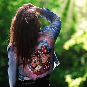 Egyedi festésű farmerkabát - ruha & divat - női ruha - kabát - Meska.hu