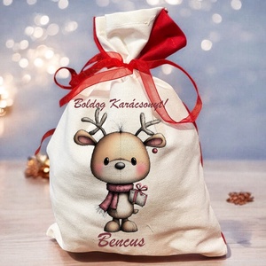 Egyedi mintás mikulás zsák tetszőleges névvel - karácsony - mikulás - mikulás zsák - Meska.hu