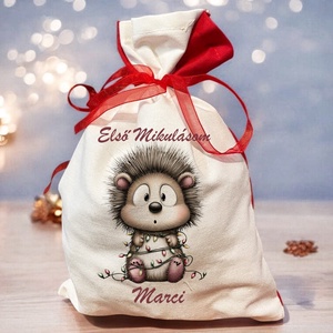 Egyedi mintás mikulás zsák tetszőleges névvel - karácsony - mikulás - mikulás zsák - Meska.hu
