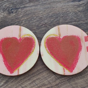 Szívből jövő pillanatok  decoupage poháralátét párban - otthon & életmód - konyhafelszerelés, tálalás - tálalás - tányér- és poháralátét - Meska.hu
