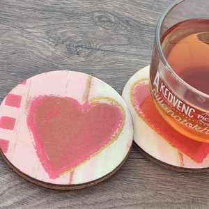 Szívből jövő pillanatok  decoupage poháralátét párban - otthon & életmód - konyhafelszerelés, tálalás - tálalás - tányér- és poháralátét - Meska.hu
