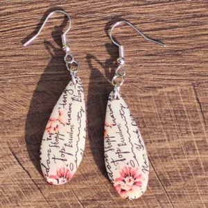 Mintás fülbevaló  decoupage fa fülbevaló - ékszer - fülbevaló - lógó csepp fülbevaló - Meska.hu