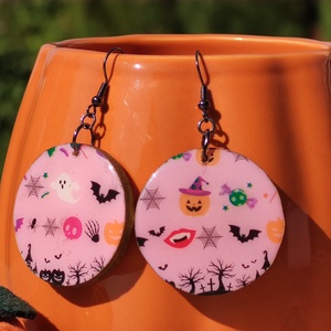 Halloween mintás fülbevaló  Pink fülbevaló - Meska.hu