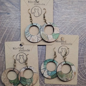 Fa fülbevaló Ginkgo mintával - ékszer - fülbevaló - lógós kerek fülbevaló - Meska.hu