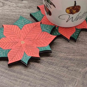 Karácsonyi poháralátét - Mikulásvirág - otthon & életmód - konyhafelszerelés, tálalás - tálalás - tányér- és poháralátét - Meska.hu