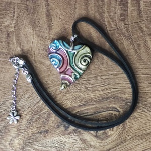 Szívörvény � kézzel készült nyaklánc süthető gyurmából, Ékszer, Nyaklánc, Medálos nyaklánc, Ékszerkészítés, Gyurma, MESKA