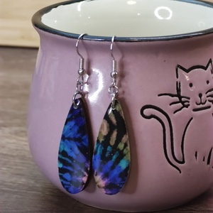 Mintás fülbevaló � decoupage fa fülbevaló, Ékszer, Fülbevaló, Lógó csepp fülbevaló, Famegmunkálás, Decoupage, transzfer és szalvétatechnika, MESKA