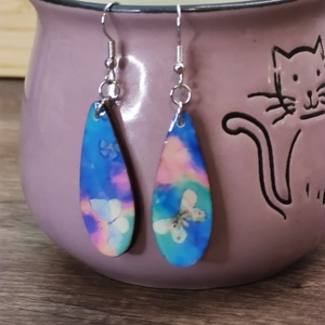 Mintás fülbevaló � decoupage fa fülbevaló, Ékszer, Fülbevaló, Lógó csepp fülbevaló, Famegmunkálás, Decoupage, transzfer és szalvétatechnika, MESKA