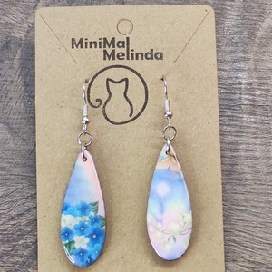 Mintás fülbevaló � decoupage fa fülbevaló - ékszer - fülbevaló - lógó csepp fülbevaló - Meska.hu