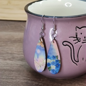 Mintás fülbevaló � decoupage fa fülbevaló, Ékszer, Fülbevaló, Lógó csepp fülbevaló, Famegmunkálás, Decoupage, transzfer és szalvétatechnika, MESKA
