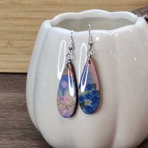 Mintás fülbevaló � decoupage fa fülbevaló - ékszer - fülbevaló - lógó csepp fülbevaló - Meska.hu