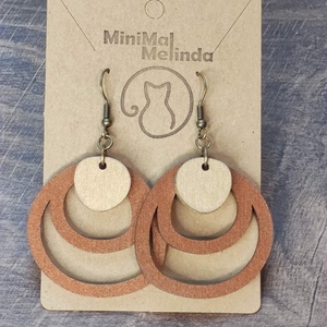 Kétszínű fa fülbevaló - réz+arany - ékszer - fülbevaló - lógó fülbevaló - Meska.hu