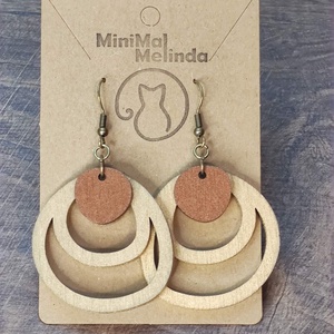 Kétszínű fa fülbevaló - arany+réz - ékszer - fülbevaló - lógó fülbevaló - Meska.hu