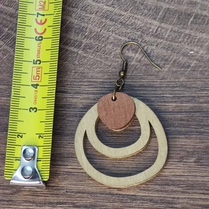 Kétszínű fa fülbevaló - arany+réz - ékszer - fülbevaló - lógó fülbevaló - Meska.hu