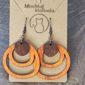 Kétszínű fa fülbevaló - narancs+barna - ékszer - fülbevaló - lógó fülbevaló - Meska.hu