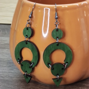 Körvarázs � Zöld, Lézervágott Fa Fülbevaló - Meska.hu