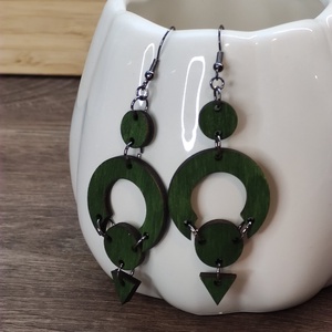 Körvarázs � Zöld, Lézervágott Fa Fülbevaló - ékszer - fülbevaló - lógó fülbevaló - Meska.hu