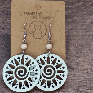 Napvirág � mentazöld fa fülbevaló, közepes - ékszer - fülbevaló - lógós kerek fülbevaló - Meska.hu